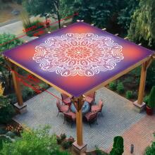 1pc Gradient Floral Pattern Digital Printing On Polyester Fiber Material Outdoor Multi-Purpose Sunshade Suitable For Camping, Picnic, Beach Use