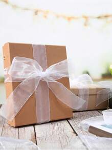 1 pezzo di nastro in organza trasparente, nastro bianco per pacchi regalo per matrimoni, docce nuziali, compleanni, anniversari, per incartare profumo di fiori, forniture per feste