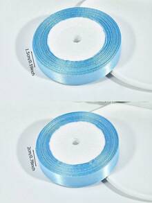 22m/Roll Pink/Blue Satin Ribbon, Solid Color Light Pink/Blue Ribbon For Valentine's Gift Wrapping, Hair Bows Making, DIY Crafts, Floral Bouquets, Wedding Parties, Baby Shower, Cake Decorations - Multicolor - View 4