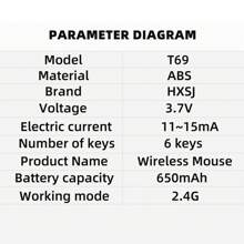 HXSJ 1pc 2.4g Wireless Mouse With Rgb Lighting, Rechargeable, Adjustable 4800dpi, Usb Plug-and-play, Optical Mouse For Gaming, Home And Office