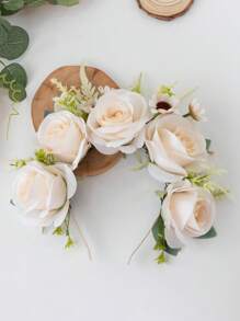 1pc Rose Boho Fabric Flower Headband, Elegant And Casual, Suitable For Spring, Summer, Beach, Forest Photography, Autumn, Boho Wedding
