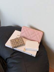 3pcs/Set Women Compact Wallet And Card Holder Set Large Capacity Zipper Wallet Casual PU Leather Crocodile Embossed Quilted Wallet Gift For Mother's Day Wallet Mini Wallet Purse Wallet Men Wallet Leather Small Wallet Cute Wallet