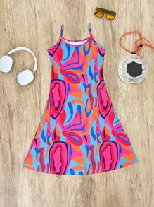 1 pièce Robe débardeur décontractée et confortable pour filles, convient pour les fêtes, les loisirs, les vacances et les sorties en été