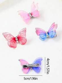 24/18/12/6 buc agrafe de păr cu stras fluture din organza cu gradient de culoare aleatorie pentru femei, accesorii de păr drăguțe pentru prințesă, agrafe cu gheare, agrafe de păr, chestii școlare