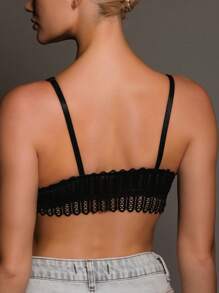 Sujetador inalámbrico con botones frontales, de encaje romántico, para mujeres con relleno que levanta, realza y da soporte
