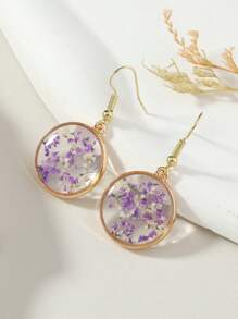 1pair Vacation Style Fairy Red/Pink/White/Purple/Blue Real Flower Earrings For Women, Perfect For Daily Wear Valentines