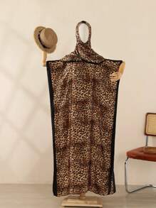 1 set nouveau Couvre-plage imprimé zèbre en faux soie pour femmes au printemps/été, écharpe en mousseline de soie convenant pour les voyages et l'usage quotidien