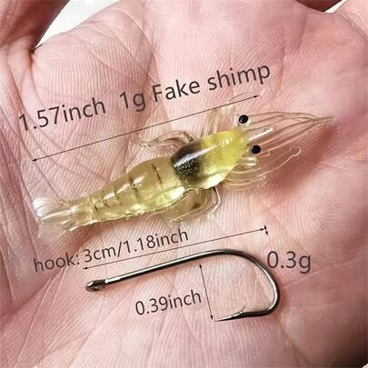 10/20pcs Bionic Soft Shrimp, 4cm/1.57in Jigging Soft Artificial Fishing Lure With Hook, Fishing Accessories For Trout Bass