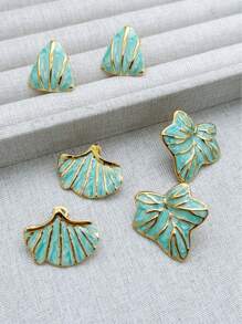 Irregular Enamel Flower Pendant Earrings, Unique Colorful Petal Leaf Declaration Perforated Earrings, Exquisite And Sweet Jewelry Gifts, Suitable For Young Girls