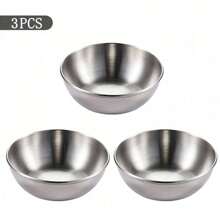 3/5/10pcs Set Stainless Steel Mini Independent Seasoning Bowls, Round Seasoning Dishes, Sushi Dipping Sauce Bowls, Appetizer Dishes,School Supplies