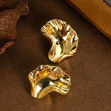 Natural Geometric Earrings | Asymmetrical Artistic Accessory | Modern And Sophisticated Feminine Style - Vàng - Xem 4