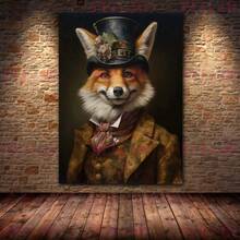 1pc Wall Arts Posters Animals Victorian Vintage Animal Portrait Art Poster And Print Home Decor Black Cat Lion Rabbit Raven Wall Art Canvas Painting Optional Frame Animals