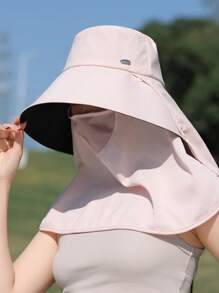 1 pièce Casquette de couleur unie pour femme, nouveau chapeau d'été avec protection pour le cou, protection solaire extérieure pour le visage et le cou, convient pour le port quotidien