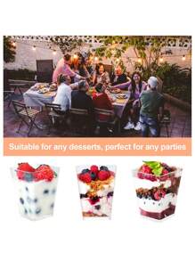 5 Oz Plastic Dessert Cups With Lids, Yogurt Parfait/Appetizer Cups With Lids For Parties, Mini Dessert Cups With Spoons, Pudding, Fruit And Ice Cream Dessert Cups