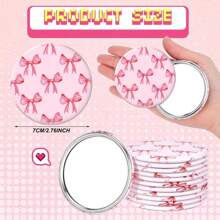 1/3/5/10Pcs Pink Bow Compact Mirror Bulk 2.76 Inch Portable Round Pocket Makeup Travel Mirror Aesthetic Preppy Gift For Women Mom Shower Bridal Bachelorette Party Decoration Home Decor Back To School Room Decor School Supplies