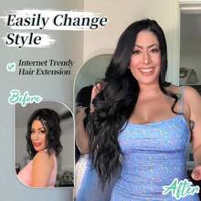Long Synthetic 4pcs/Set Clip In Hair Extenstion 20inch Water Wave 11clips Wavy Hairpiece Clip On Hair Extensions Heat Resistant,Cheap Curly Hair