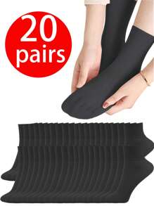 20/10/5 Pares Meias Femininas 3/4, Meias Femininas de Cor Sólida Fashionable e Confortáveis para Negócios, Casual, Férias, Meias 3/4 para Todas as Estações, Resistentes a Odores, Respiráveis, Elásticas, que Absorvem a Umidade e Secam Rapidamente, Adequadas para Uso Diário de Homens e Mulheres