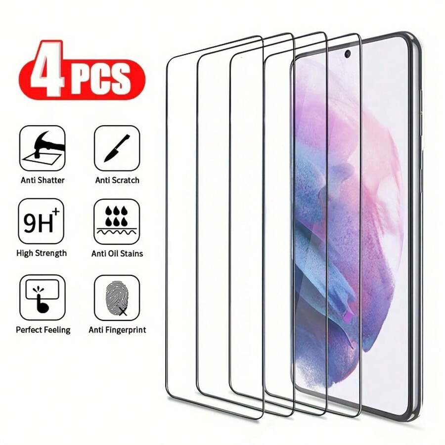 4 片装玻璃屏幕保护膜适用于三星 Galaxy A05s / A05 /A16 5G/A14 5G/A35 5G/A 55 5G/A 23 5G/A 24 5G/A04 /A04 S [9H 硬度] - 高清屏幕钢化玻璃，防刮，易于安装 [适用于手机壳] - 無色 - 查看 1