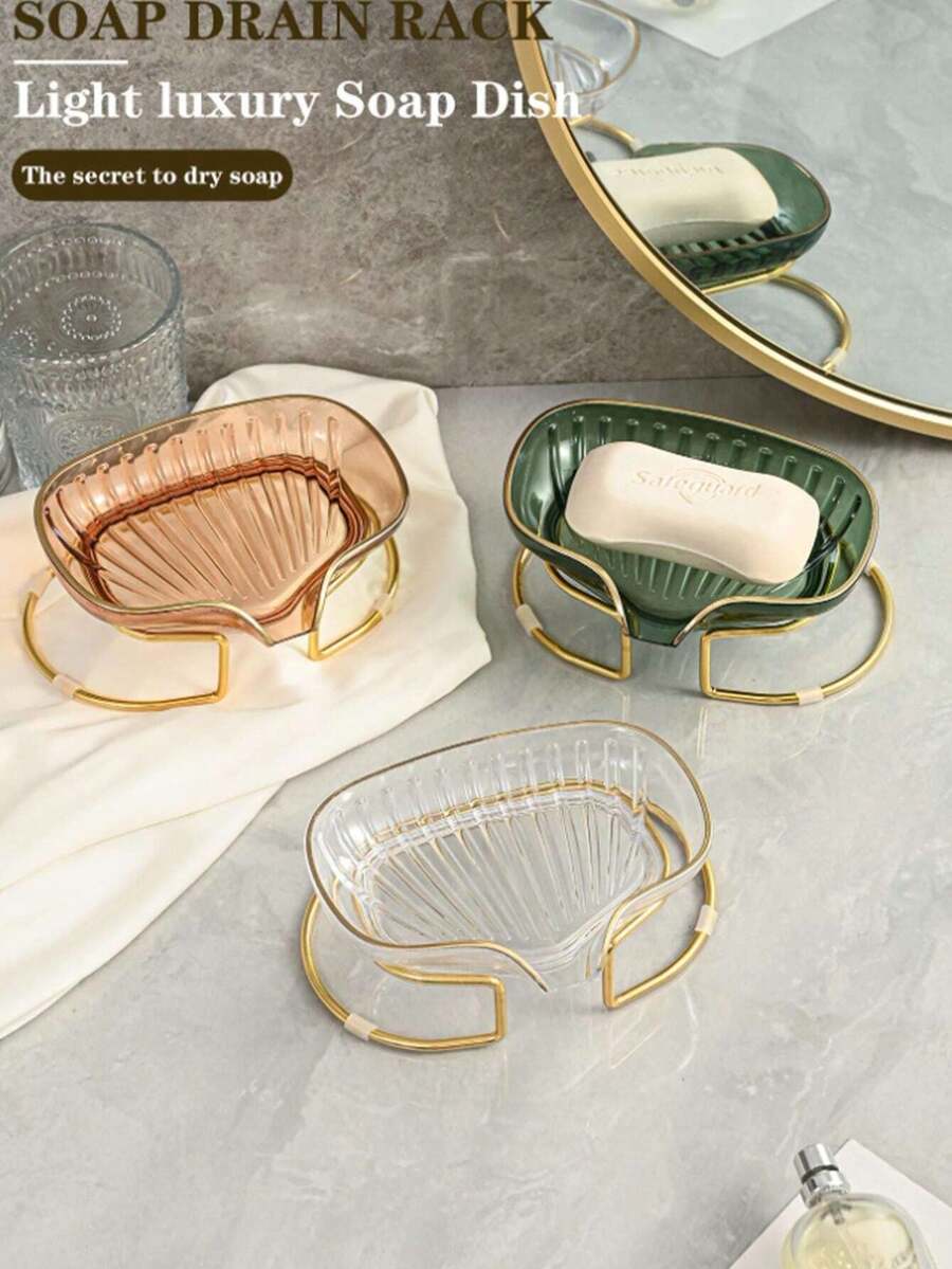 1 Stück exquisite Seifenschale ohne Bohren, goldfarbener Seifenhalter für den Heimgebrauch, nordischer Stil Tablett für Badezimmer und Küche, wasserfreier Organizer, geeignet für Küche, Badezimmer und Waschbecken im Wohnzimmer Badezimmer Dekoration Herbstdekoration Schulanfang - Verschiedenfarbig - Übersicht 1