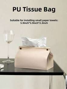 1/2 Pcs Leather Tissue Pouch Car Tissue Holder - Beige - View 1