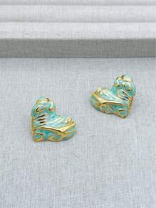 Irregular Enamel Flower Pendant Earrings, Unique Colorful Petal Leaf Declaration Perforated Earrings, Exquisite And Sweet Jewelry Gifts, Suitable For Young Girls