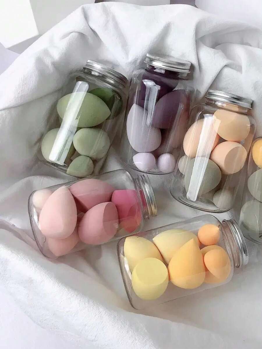 7pcs Bottle-Shaped Makeup Sponges Set: 4 Large + 3 Small Bottle-Shaped Makeup Sponges For Powder, Foundation, Compact Powder, Wet And Dry Use,Makeup,Cheap,Room Decor,Vanity,Travel,Bedroom,Makeup Accessories,Puff,Makeup Blender,Powder Puff,Makeup Sponge,Cheap,Stocking Stuffers,Makeup,Makeup Tools,Cheap Stuff,Gifts,Gifts For Women,Christmas Gifts - Multicolor - View 1