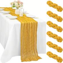 1/3/6pcs Yellow Cheese Cloth Table Runners, 10ft Long Semi-Transparent Boho Or Rustic Style Table Linens For Wedding Arch, Bridal Shower, Holiday Party Decor - Multicolor - View 50