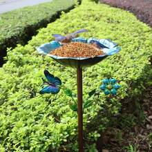 1pc Iron Butterfly Flower & Leaf Design Bird Feeder, For Outdoor Use With Stake, Simple Installation