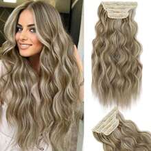 Long Synthetic 4pcs/Set Clip In Hair Extenstion 20inch Water Wave 11clips Wavy Hairpiece Clip On Hair Extensions Heat Resistant,Cheap Curly Hair