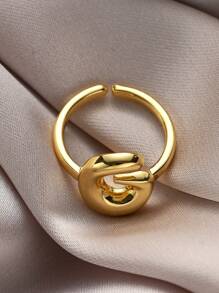 1pc Fashionable Gold 26 Letter A-Z Copper Gold Plated Retro Coin Style Adjustable Ring, Suitable For Women Daily, Beach, Party, Holiday Wear, Gift For Couple And Friends