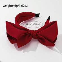 1 件休闲可爱简约纯色大蝴蝶结头带、发带、发箍、红色头带、发饰 - 酒紅色 - 查看 5