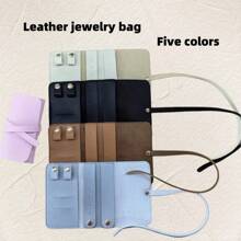 Spot Minimalist Microfiber/Leather Jewelry Bag, Multifunctional Earrings, Rings, Bracelets, Storage Roll Bag, Gold Jewelry Box Bag For Women Storage Organizer Travel Essentials Gift Back To School