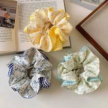 1 件女士花卉格子超大发圈，优雅田园风格发带，百搭日常配饰发圈 - 彩色 - 查看 3