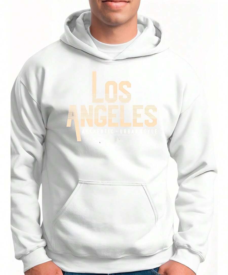 Unisex Round Neck Hooded Sweatshirt With Los Angeles Print