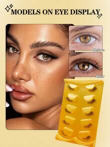 Waloshow 5-20对猫眼自然款假睫毛，半条式假睫毛，卡通簇状假睫毛，蓬松纤长假睫毛，打造自然猫眼妆，短款点缀假睫毛，飞扬假睫毛，3/4长度假睫毛，可重复使用假睫毛套装 - 眼尾拉長款 - 查看 10