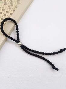 5pcs Set Black Adjustable Hair Tie Hair Scrunchies, African Curly Ponytail Holders, Suitable For Daily Use