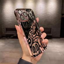 1 funda elegante para teléfono, no incluye cordón ni soporte. Diseño de graffiti en blanco y negro para 16, 16 Pro/16 Plus/16 Pro/15 Plus/15 Pro/15 Pro/14 Plus/14 Pro/14 Pro/13 Pro. Funda transparente de alta calidad para 13 Pro, funda suave. - Morado - Ver 2