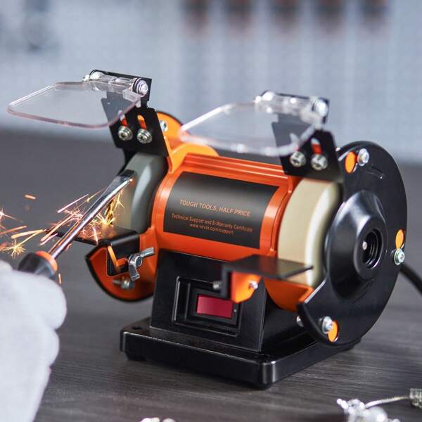 Jewelry Polisher, Bench Grinder Polishing & Buffing Machine, 3590RPM Bench Lathe Polisher With 1 Wool Wheel & 1 Abrasive Fiber Wheel & 1 Grinding Wheel & 100pcs Tools