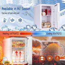 THREEKEY Dimmable LED Light Mirror Mini Fridge - 4/6L Portable Fridge For Bedroom, Car, Office & Dorm - Cooler & Warmer For Cosmetics, Skincare, And Food - White - US A Type Plug(110-127V) - View 9