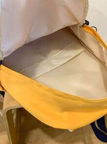 1 pieza Mochila unisex de nailon, mochila escolar/universitaria con estampado de letras de moda, mochila de ocio/viaje con cierre de cremallera, adecuada para todas las estaciones