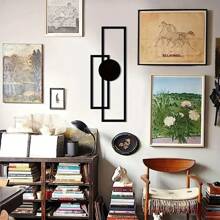 2pcs Metal Geometric Wall Art Decor, Black Minimalist Iron Wall Hanging, Suitable For TV Background, Living Room, Bedroom, Minimalist Art Line Wall Decoration Room Decor Bedroom Decor Home Decor