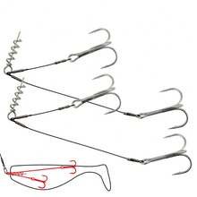 螺旋形毒刺钓组鱼钩双尖三叉鲈鱼鱼钩高碳钢软饵钓鱼装备 - 銀色 - 查看 3