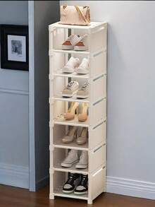 1 件多层鞋架收纳整理器，简约设计，适合家庭入口、宿舍、公寓使用，节省空间 - 白色 - 查看 1