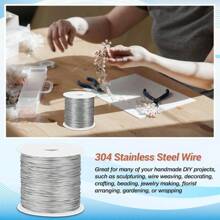Stainless Steel Solid Wire For DIY Crafts - 0.3-1mm Thin Beading Wire Rope, 10m/Roll Bulk Vacuum-Sealed Jewelry Making Supplies