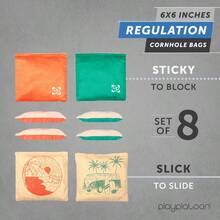 Profional Cornhole Bags Set Of 8 Regulation All Weather Double Sided Sticky Side Slick Side Bean Bags For Pro Corn Hole Game - Seafoam/OrangeSurf&Ride - View 2
