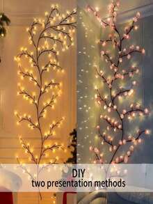 96LED Cherry Blossom Branch Vine Light, USB Powered, 8 Modes, Outdoor Decoration For Festivals And Parties Such As New Year's Day, Valentine's Day, Easter, Thanksgiving, Etc - USB Pink and Blue Cherry Blossom Lamp - View 7