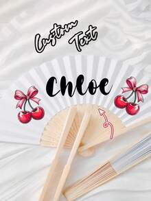 Personalized Name Strawberry Pattern White Folding Hand Fan, Elegant Polyester Fan, Suitable For Weddings, Wedding Showers, Birthdays, Baptisms And First Communions - No Electricity Required, Feather Fan - White - View 9