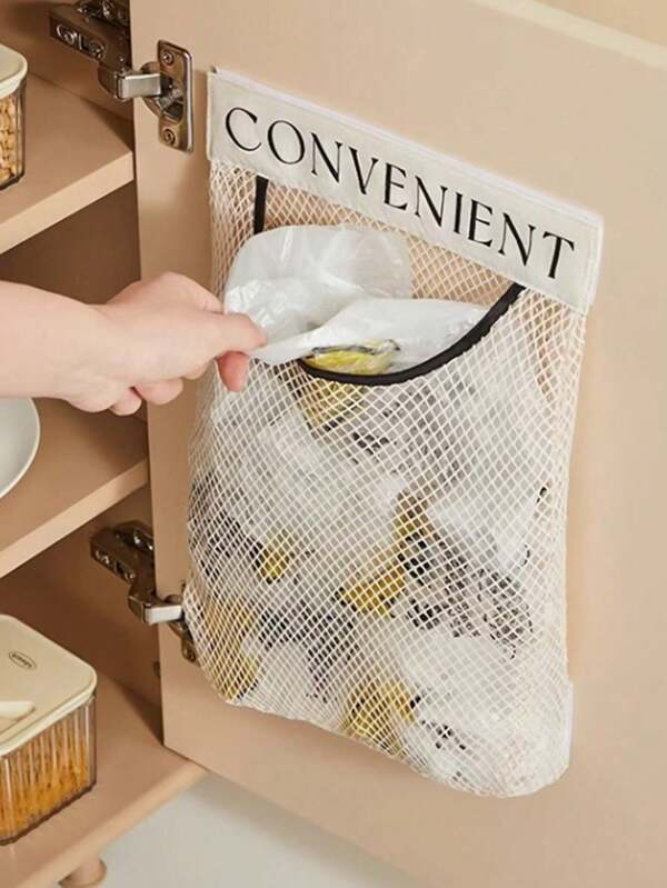 Hanging Large Capacity Storage Bag Kitchen Garbage Bag Storage Artifact Wall Mounted Plastic Bag Storage Hook And Loop Net Bag