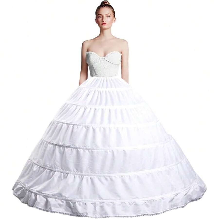 Váy lót hở lưng chữ A 6 vòng Crinoline cho váy cưới cô dâu - A - Xem 1