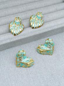 Irregular Enamel Flower Pendant Earrings, Unique Colorful Petal Leaf Declaration Perforated Earrings, Exquisite And Sweet Jewelry Gifts, Suitable For Young Girls